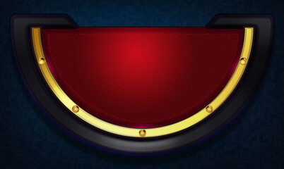 Poker red table. Banner background, copy space, top view. casino background.