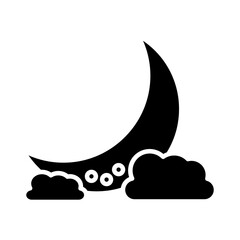 moon with clouds silhouette style icon vector design