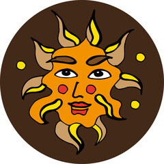 Face of the sun. sun God. Sun symbol.