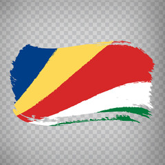 Flag of Seychelles, brush stroke background.  Flag of the Republic of Seychelles on transparent background for your web site design, logo, app. EPS10.
