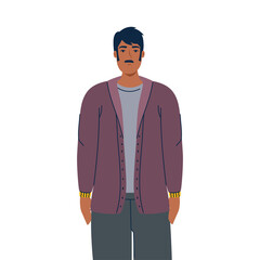 man cartoon with mustache design, Boy male person people human social media and portrait theme Vector illustration