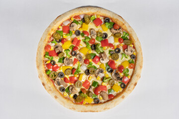 pizza with salami and cheese