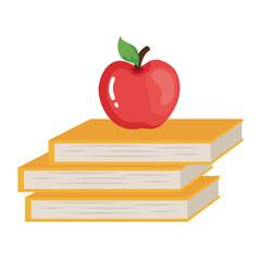 School books with apple design, Education class lesson and knowledge theme Vector illustration