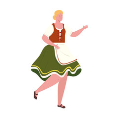 Obraz na płótnie Canvas woman cartoon with traditional cloth design, Oktoberfest germany festival and celebration theme Vector illustration