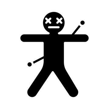 Halloween voodoo doll silhouette style icon vector design
