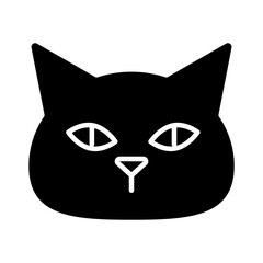Cute cat face silhouette style icon vector design