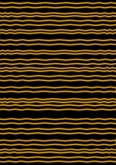 Abstract shiny color golden wave design element with neon glitter effect on dark background. Vector illustration