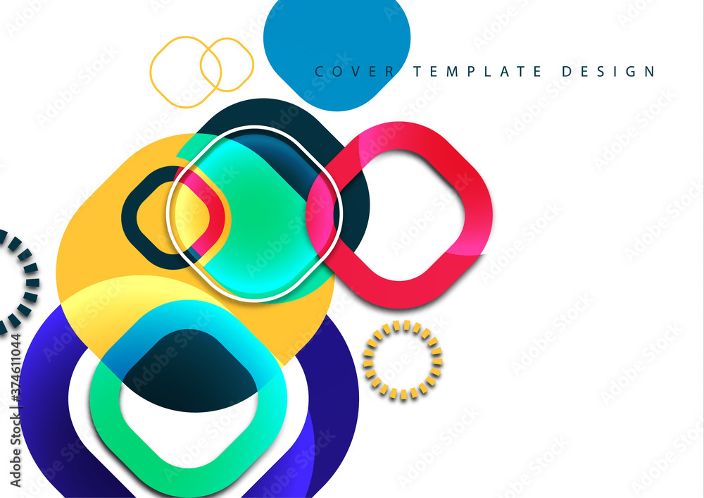 Aufkleber overlapping round squares form a geometric abstract background composition. design template for wall