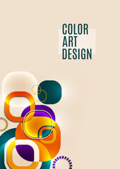 Overlapping round squares form a geometric abstract background composition. Design template for wallpaper, banner, background, card, illustration, landing page, cover, poster, flyer.