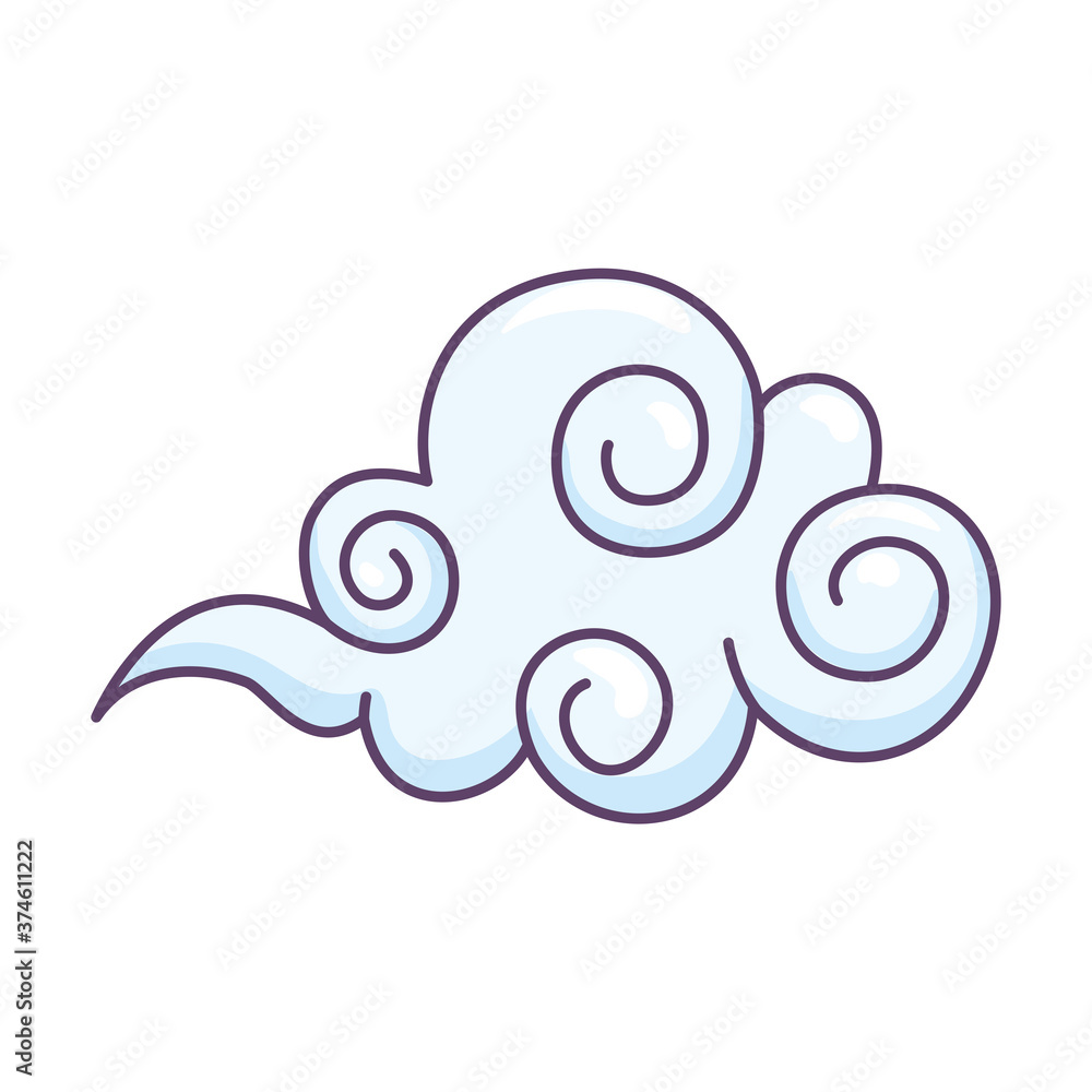 Sticker cloud shape design, weather sky nature climate cloudy season and meteorology theme vector illustrati