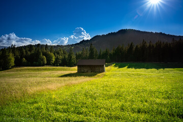Mountain Landscape with Wooden House