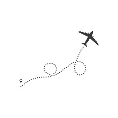 Airplane flight line route vector