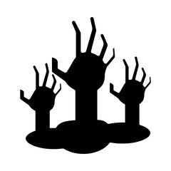 Halloween zombie hands silhouette style icon vector design