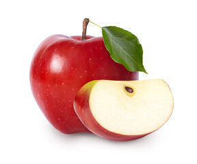Red apple isolated on white background. Full depth of field.