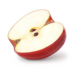 Half of red apple isolated on white background. Full depth of field.