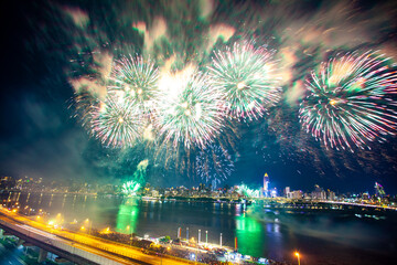 Dadaocheng Valentine's Day Fireworks Show 2020 in Taipei, Taiwan