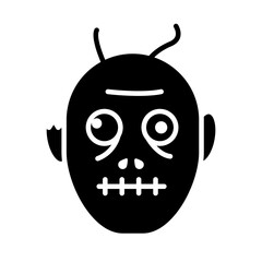Halloween zombie cartoon silhouette style icon vector design