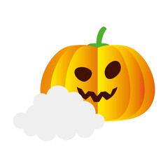 Halloween pumpkin cartoon wth cloud design, Holiday and scary theme Vector illustration
