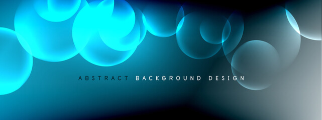 Vector abstract background liquid bubble circles on fluid gradient with shadows and light effects. Shiny design templates for text