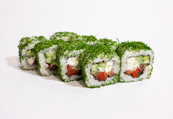 delicious japanese sushi rolls isolated, concept food