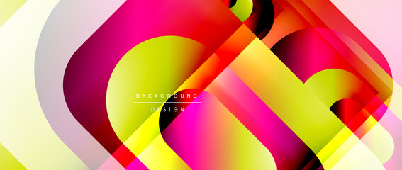 Vector geometric abstract background with lines and modern forms. Fluid gradient with abstract round shapes and shadow and light effects