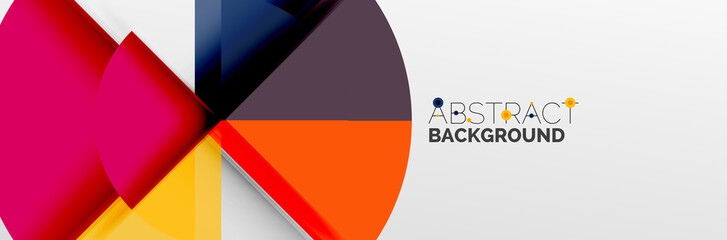 Obraz premium Bright color circles, abstract round shapes and triangles composition with shadow effects. Vector modern geometric design template