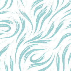 Fototapeta na wymiar Vector seamless pattern of smooth brush strokes in blue on a white background.texture of waves or flow. Print wallpaper or fabric.