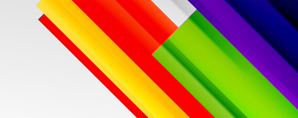 Geometric abstract backgrounds with shadow lines, modern forms, rectangles, squares and fluid gradients. Bright colorful stripes cool backdrops