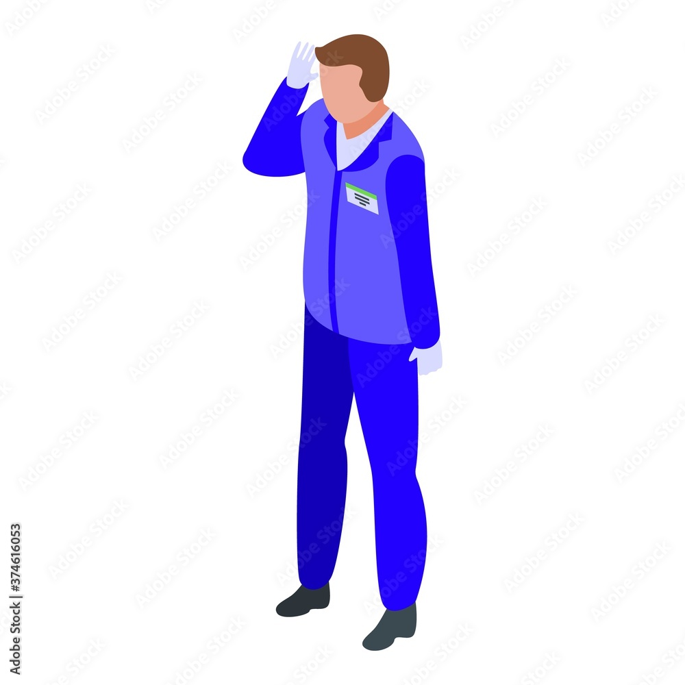 Poster security service worker icon. isometric of security service worker vector icon for web design isolat