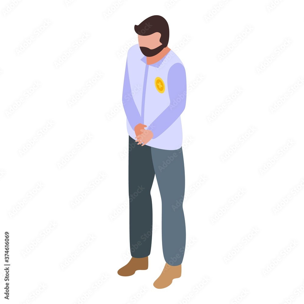 Poster security service man icon. isometric of security service man vector icon for web design isolated on 
