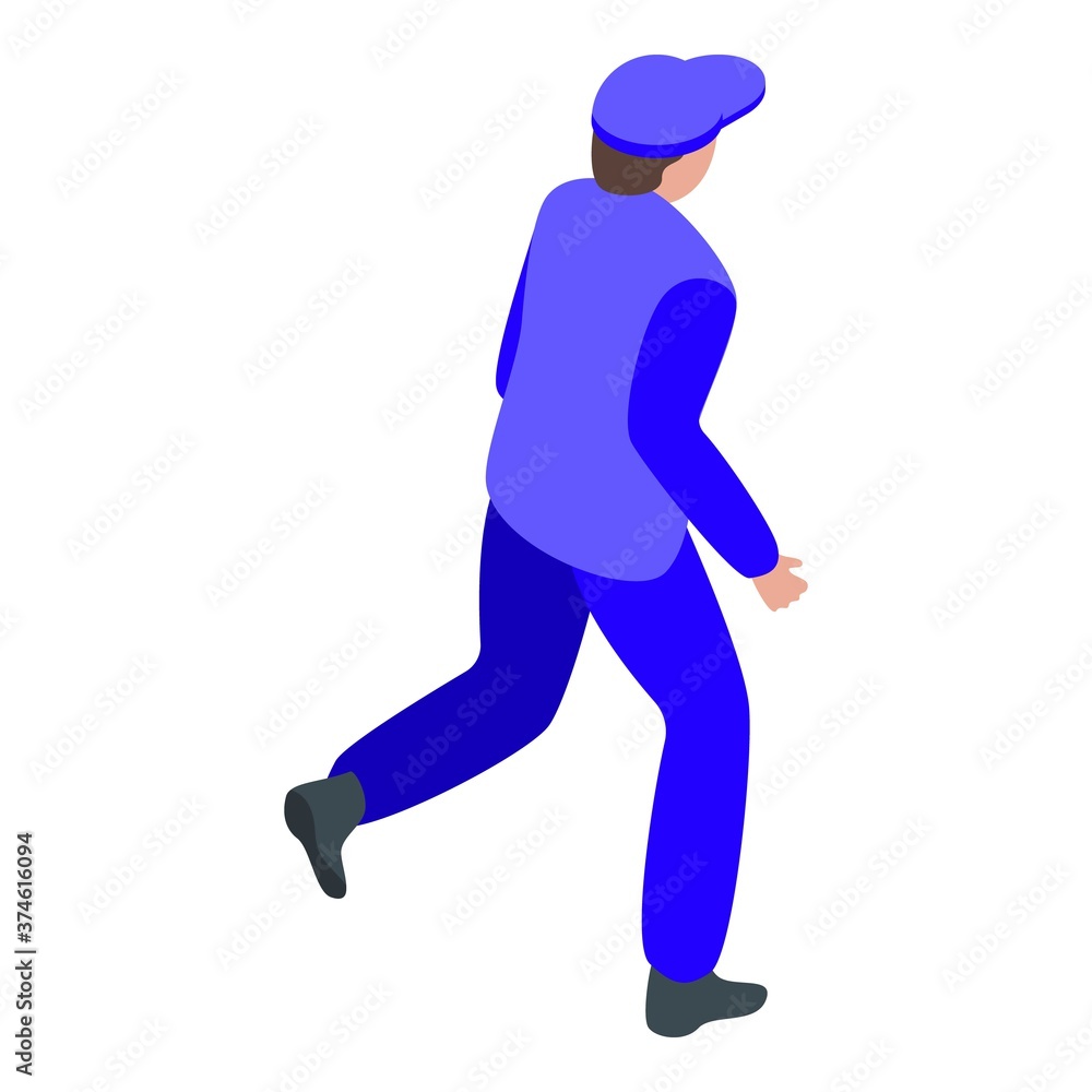 Poster running security service icon. isometric of running security service vector icon for web design isol
