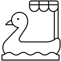 Duck pedal boat icon, Summer vacation related vector