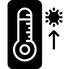 Thermometer with high temperature icon, Summer vacation related vector