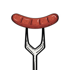 sausage on fork design, food eat restaurant and menu theme Vector illustration