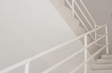 Close-up of white staircase. Staircase in modern building.