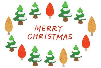 もみの木と木々のクリスマスフレーム