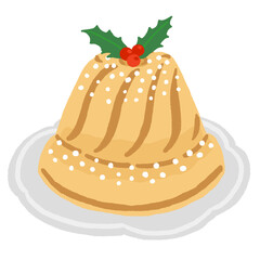 ヒイラギを飾ったクリスマスのクグロフ