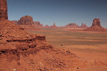 View of the Mittens from the North Window overlook in Monument Valley Navajo Tribal Park, Arizona, USA