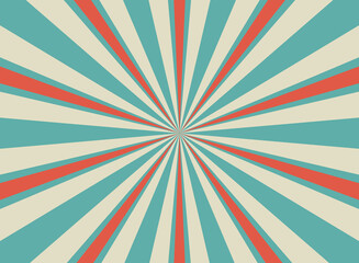 Fototapeta premium Sunlight retro horizontal background. Pale red, blue, beige color burst background.