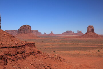 View of the Mittens from the North Window overlook in Monument Valley Navajo Tribal Park, Arizona, USA