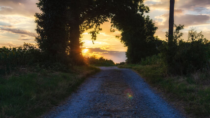 Sunset in the countryside around Castelnaudary, France