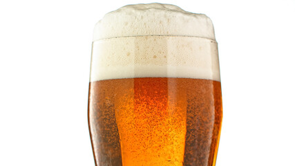 Water drops on glass of beer. Close up beer background.