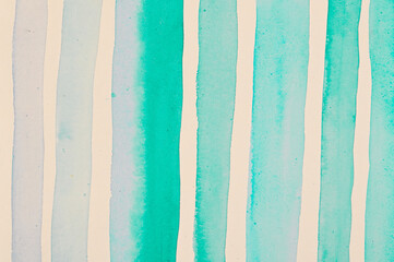 Watercolor hand painted textured lines in turquoise gradient color.