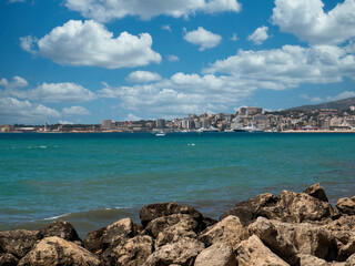 view of the sea and the city