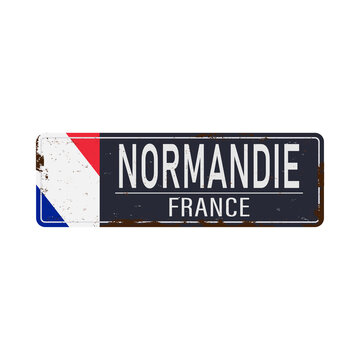 Location of Normandy road sign. French Republic EPS10.