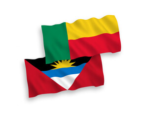 Obraz premium Flags of Antigua and Barbuda and Benin on a white background