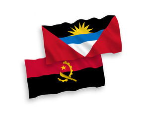 Flags of Antigua and Barbuda and Angola on a white background