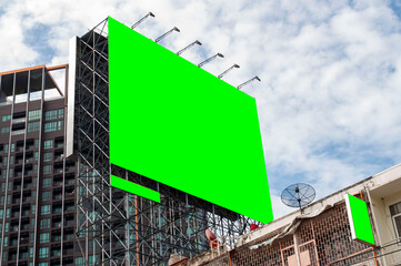 Urban green screen billboard for text input
