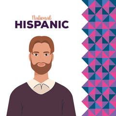latin man cartoon with colored shapes design, national hispanic heritage month and culture theme Vector illustration