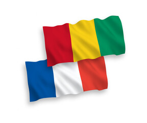 Flags of France and Guinea on a white background